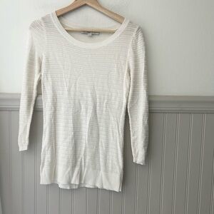 LOFT XS Lightweight Cream Scoop Neck Knit Sweater